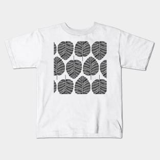 Black Alocasia pattern Kids T-Shirt